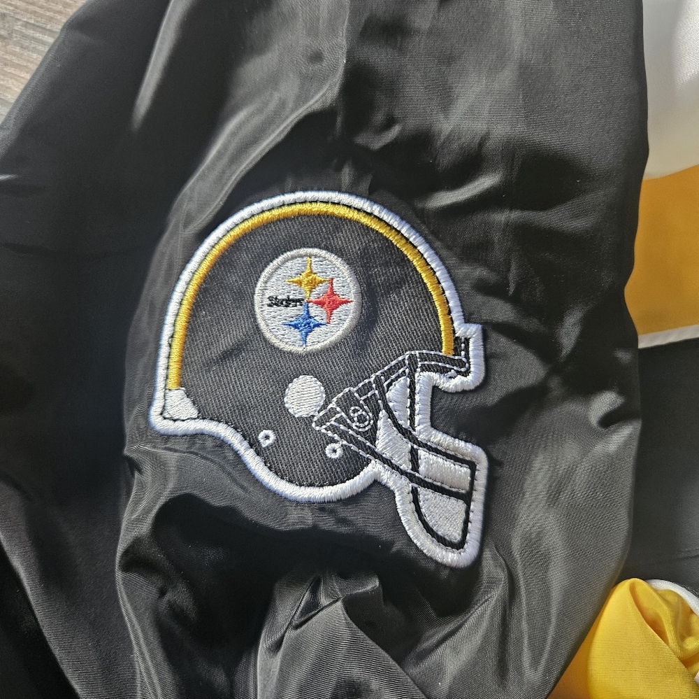 The Wild Collective Pittsburgh Steelers Color Block Oversized Windbreaker Sz Lg - Picture 5 of 6